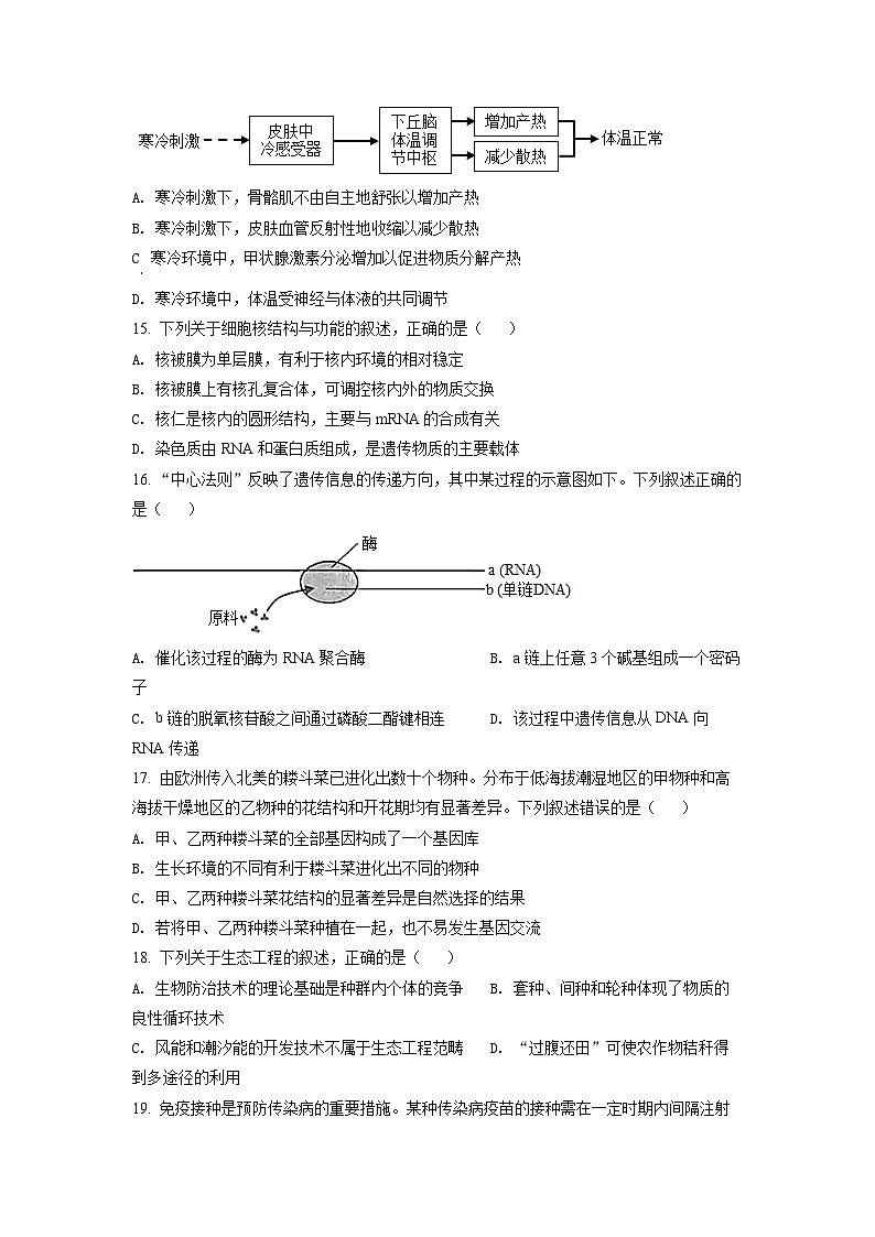 2022年6月新高中考试浙江生物高考真题（原卷版）03
