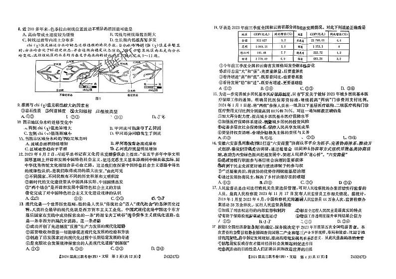云南省昆明市五华区云南民族大学附属高级中学2023-2024学年高三上学期12月月考文综试题（无答）第2页