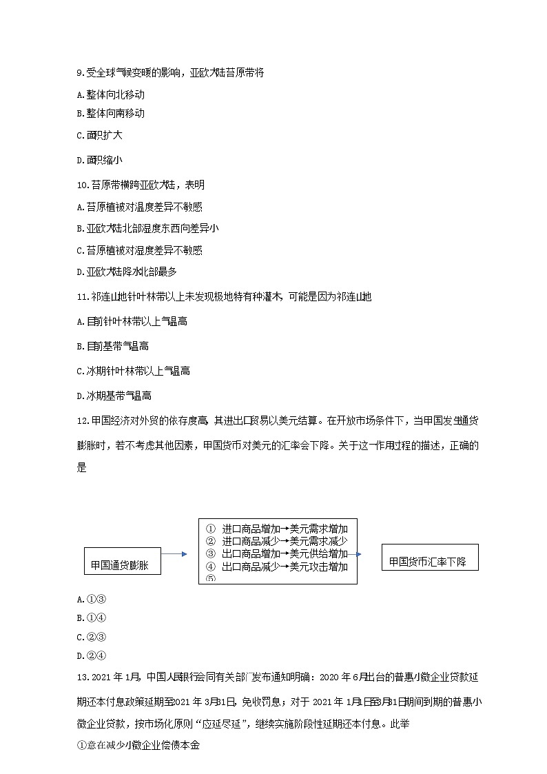 2021年内蒙古高考文综真题及答案03