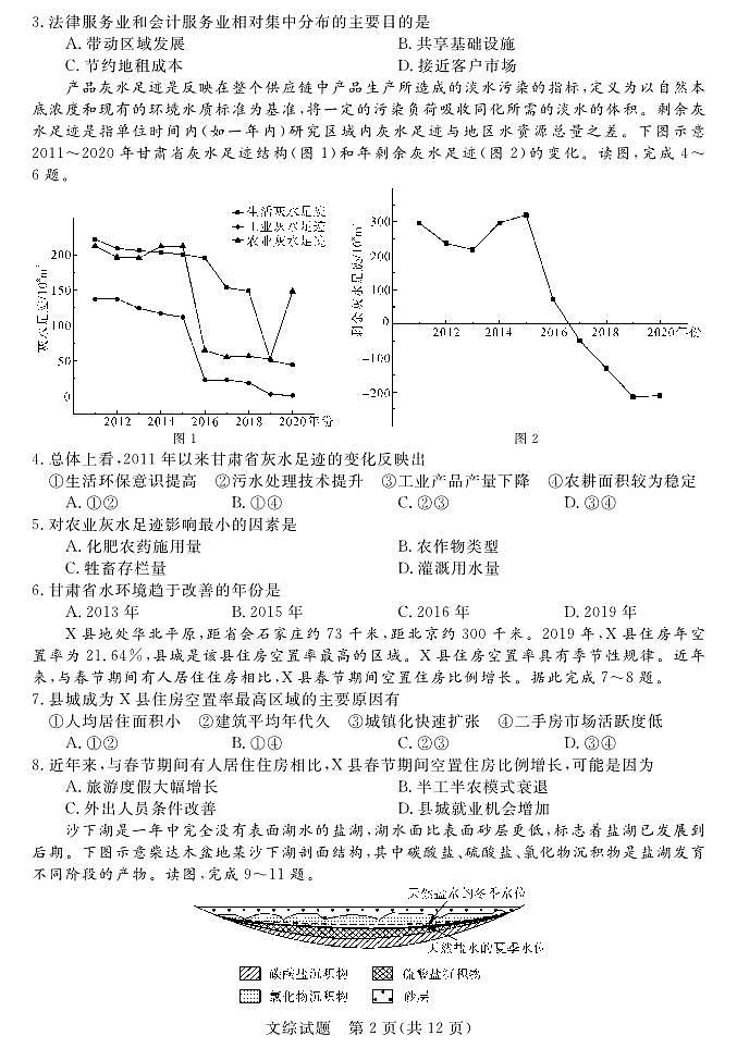 2023年普通高等学校全国统一模拟招生考试新未来元月考试高三上学期文综试题及答案第2页