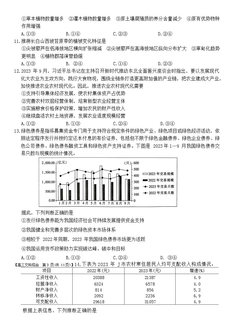 155，2024届陕西省西安市第一中学高三下学期模拟考试文科综合试题03