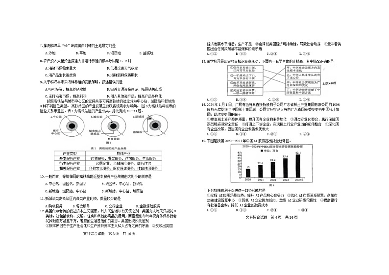 山西省2024届高三下学期第二次学业质量评价试题（T8联考）文综试卷（Word版附解析）02