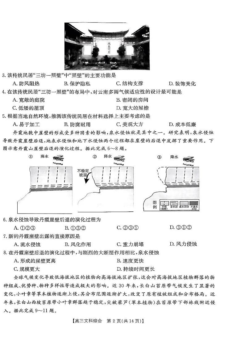 2024届陕西省西安市第一中学高三下学期模拟考试文科综合试题02