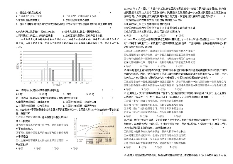 2024届宁夏回族自治区石嘴山市平罗中学高三下学期一模文综试题02
