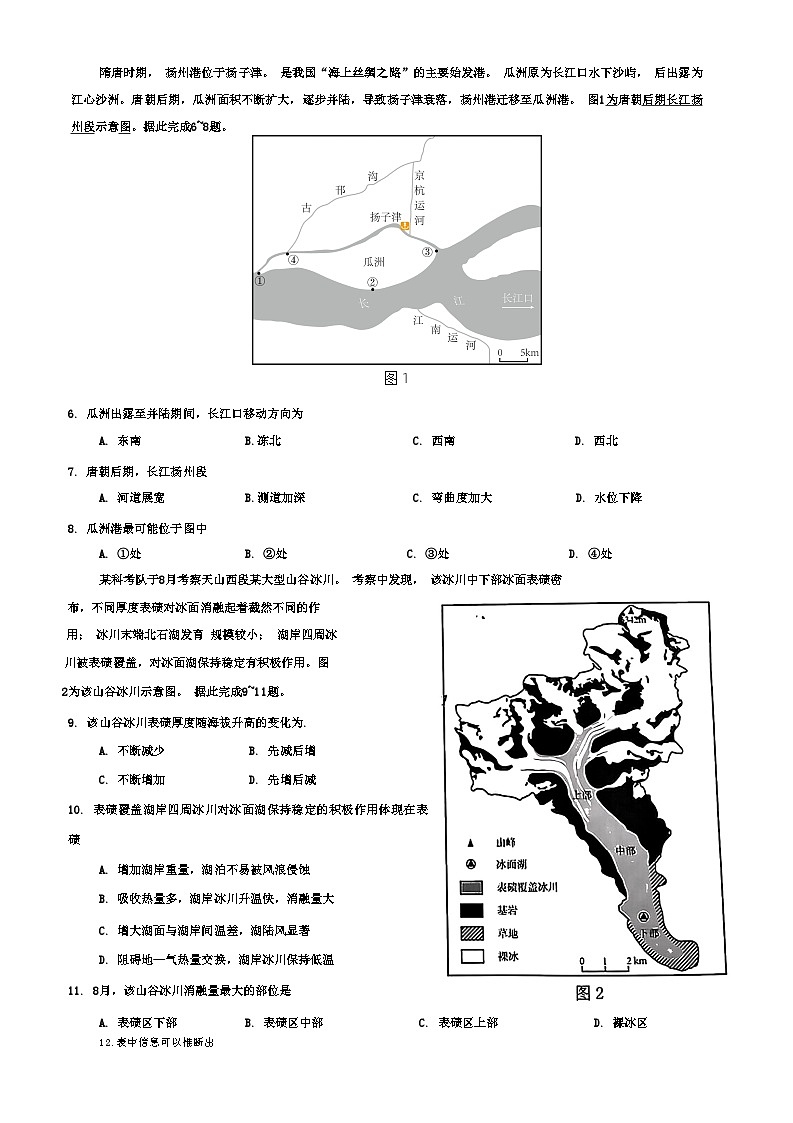 2024届四川省南充市高三下学期二诊考试文科综合试题02
