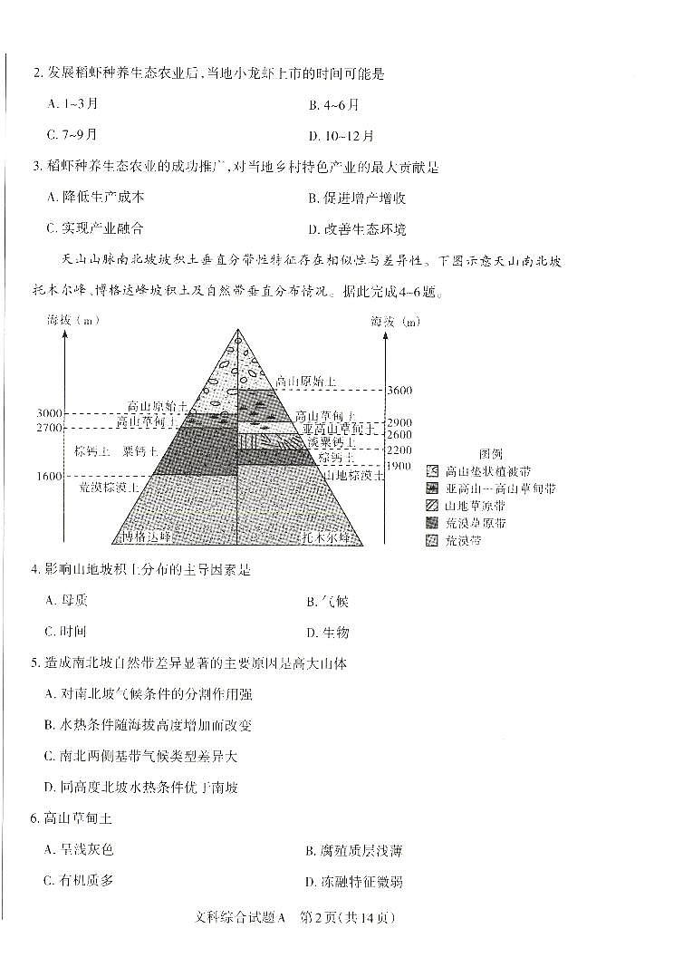 2024届山西省高三下学期一模文综试题第2页