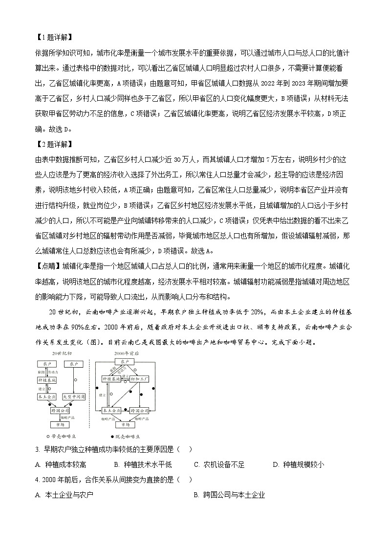 2024届四川省成都市高三下学期第二次诊断性考试文综试题-高中地理（原卷版+解析版）02
