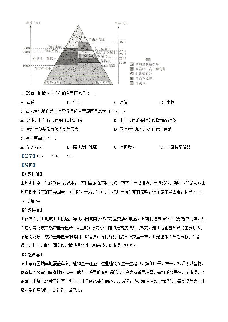 精品解析：2024届山西省部分高中高三下学期第一次模拟考试文综试题-高中地理（解析版）第3页
