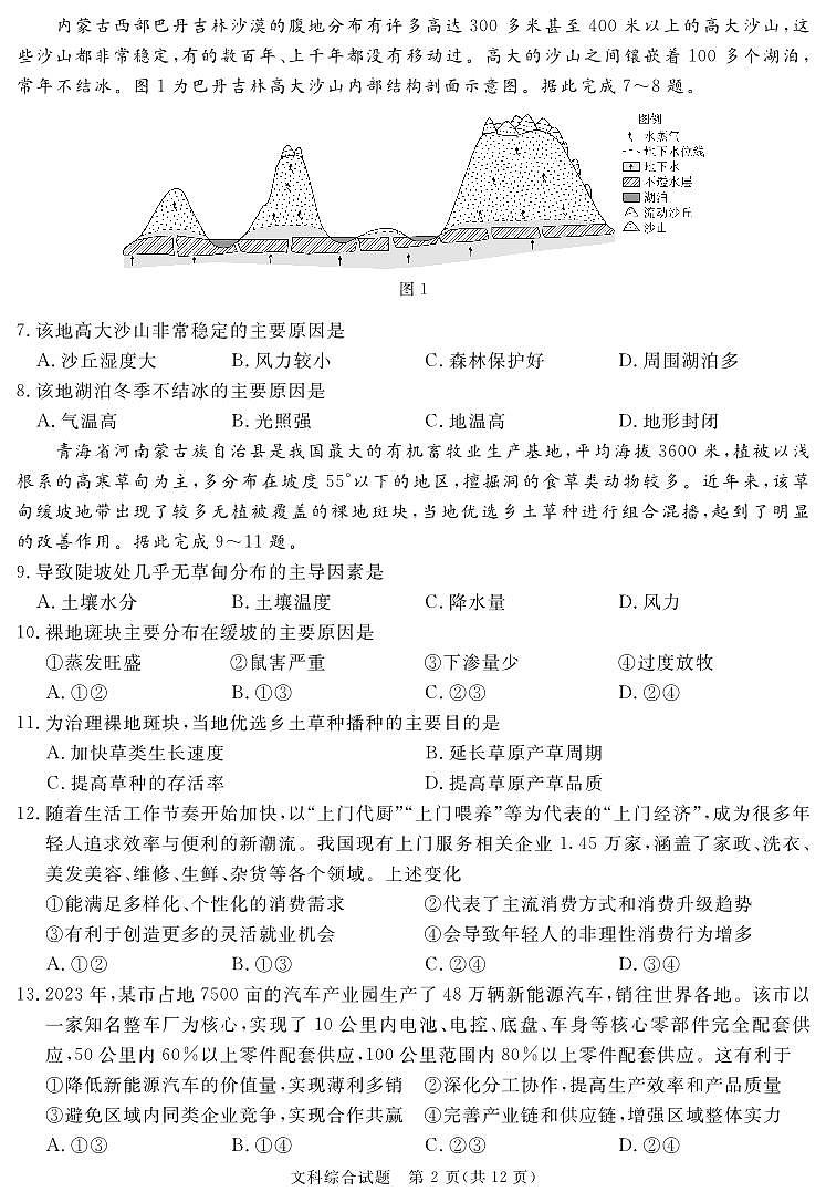 SN 2024地区2诊文综第2页