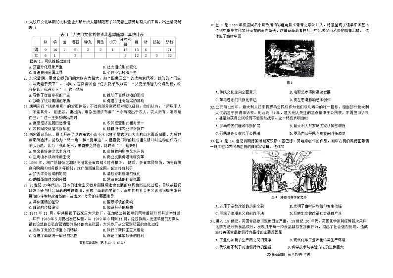 2024高三下学期九二诊试题（广安、眉山、遂宁、雅安、资阳、乐山、广元、自贡、内江）文综含答案03
