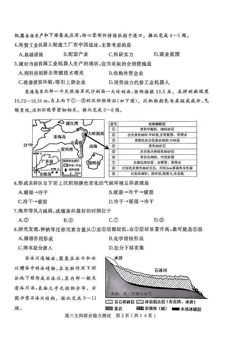 2024年河南省五市高三下学期3月第一次联考文综试题及答案02