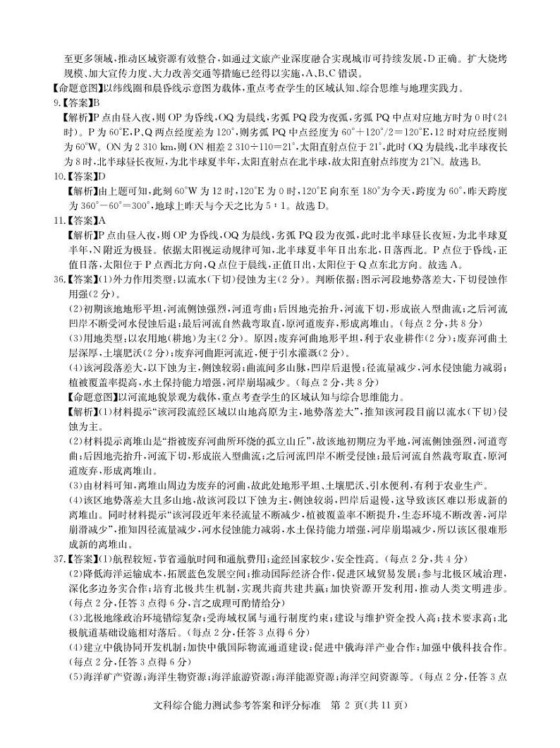 2024届3月文综新教材卷答案第2页