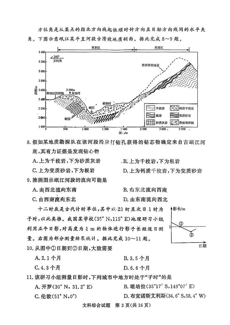 湘豫名校联考2024届春季学期高三第三次模拟考试 文综试题03