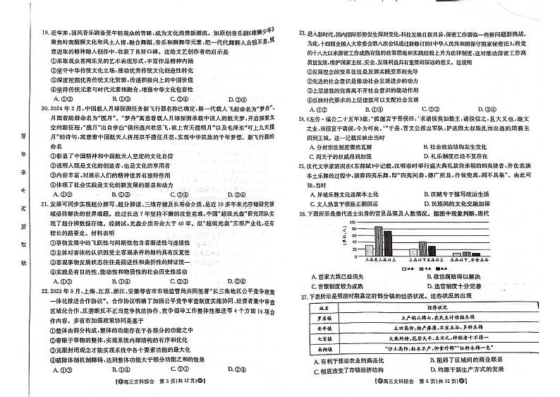 青海省百所名校2024届高三下学期二模试题 文综 PDF版含答案第3页