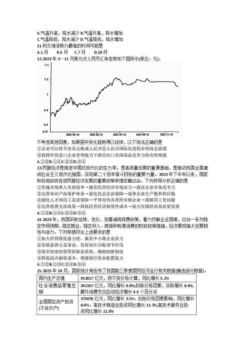 2024届陕西省安康市安康市高新中学，安康中学高新分校高三下学期模拟模拟预测（三）文综试题第3页