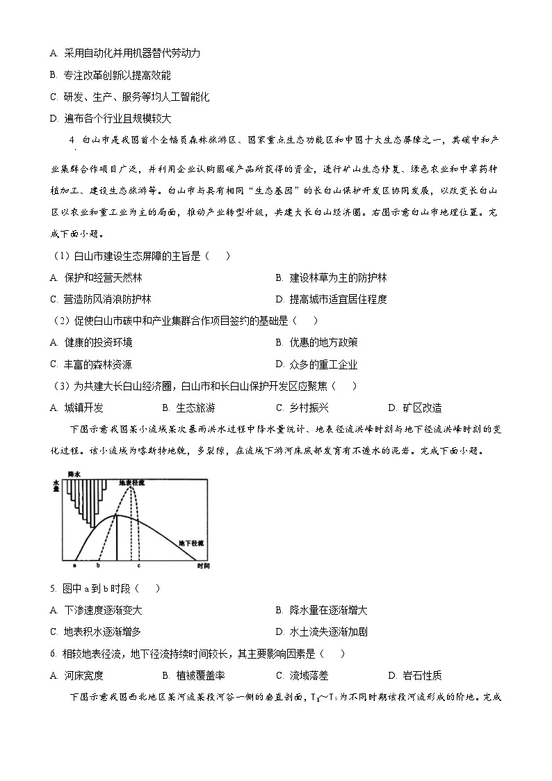 2024届山西省运城市高三下学期二模文综地理试题（原卷版+解析版）02