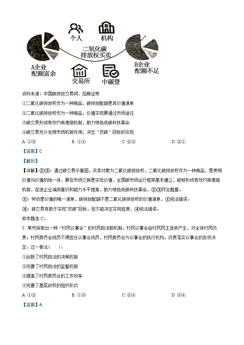 2024届四川省雅安神州天立高级中学高三下学期模拟预测文科综合试题-高中政治（解析版）第3页
