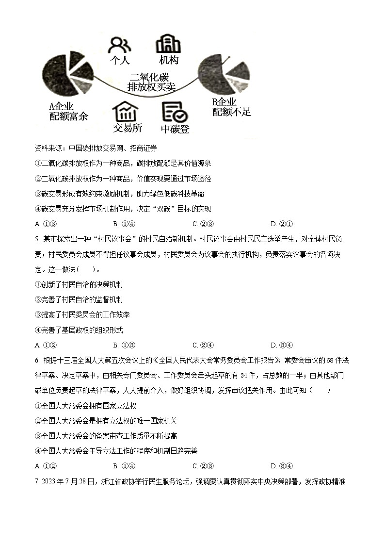 2024届四川省雅安神州天立高级中学高三下学期模拟预测文科综合试题-高中政治（原卷版）第2页