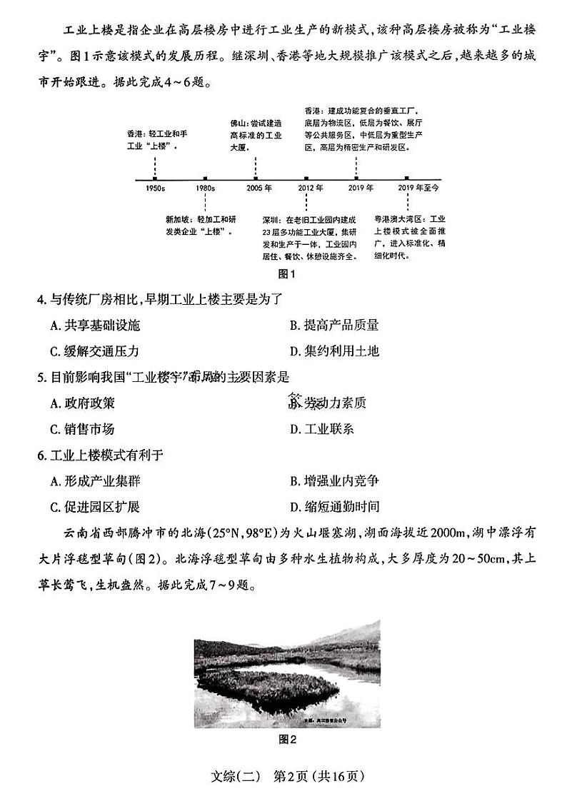 2024届山西省太原市高三下学期第二次模拟考试文综02