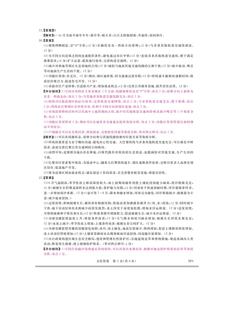 河南省部分重点高中2024届高三下学期二模文综试题（PDF版附答案）02