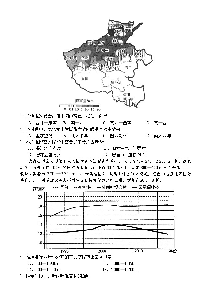 河南省普高联考2023-2024学年高三下学期测评（六）文科综合试卷02