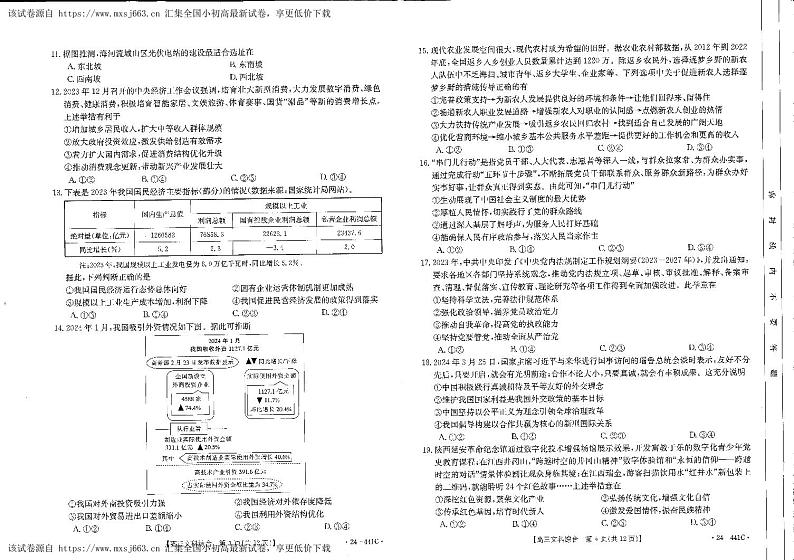 2024届陕西省商洛市高三下学期第五次模拟检测文综试题(1)第2页