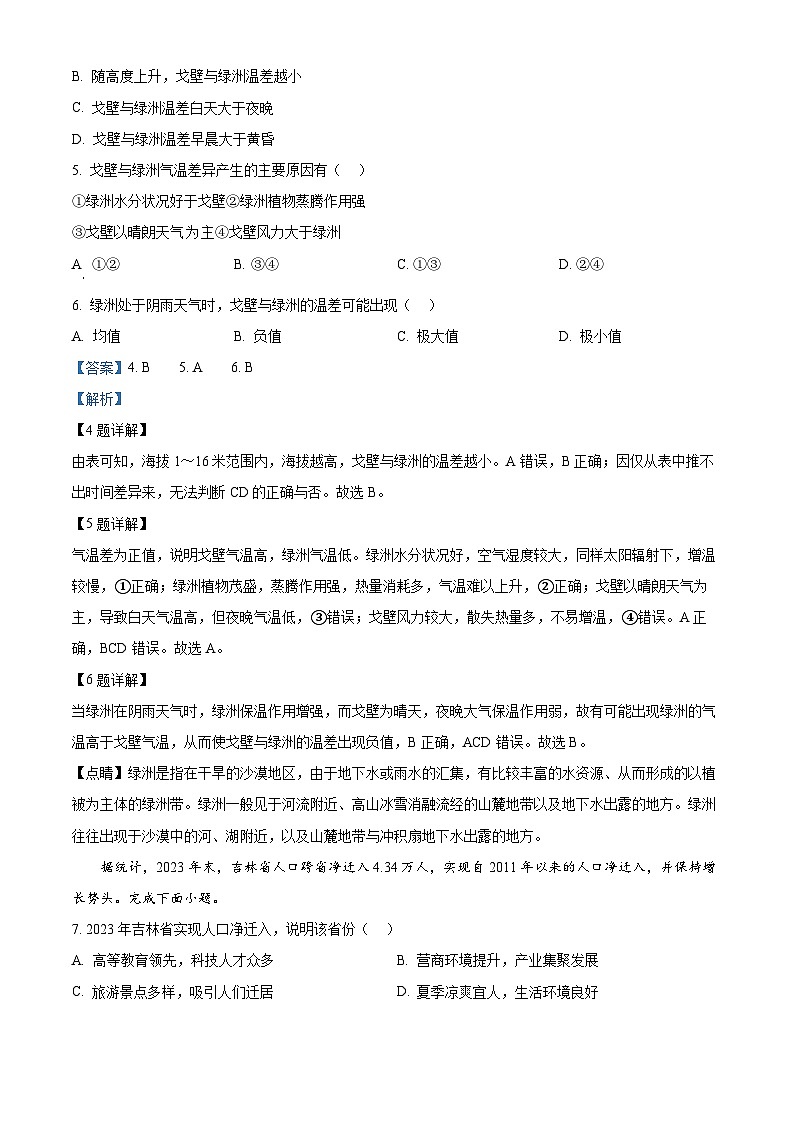 2024届陕西省安康市高新中学、安康中学高新分校高三下学期模拟预测文综试题-高中地理（原卷版+解析版）03