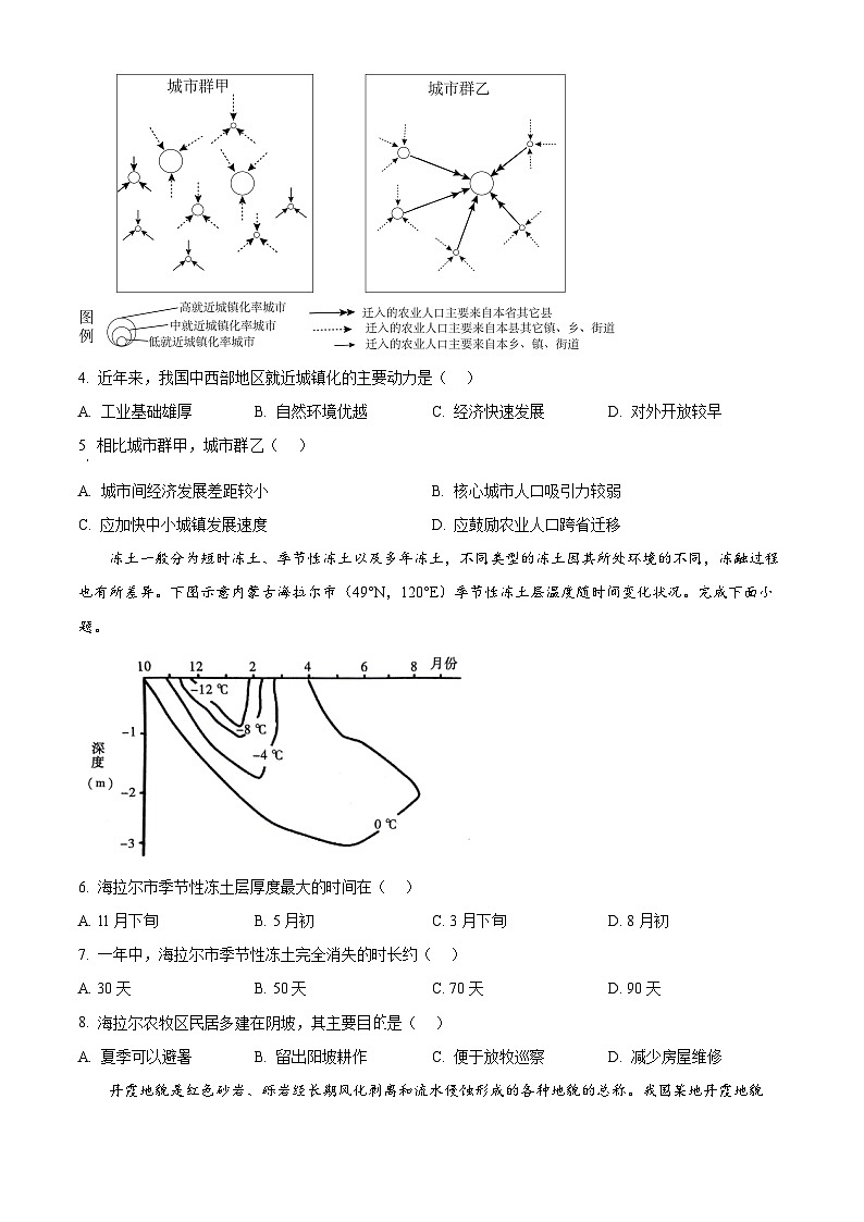 2024届陕西省铜川市高三下学期第三次模拟考试文科综合试题-高中地理（原卷版+解析版）02