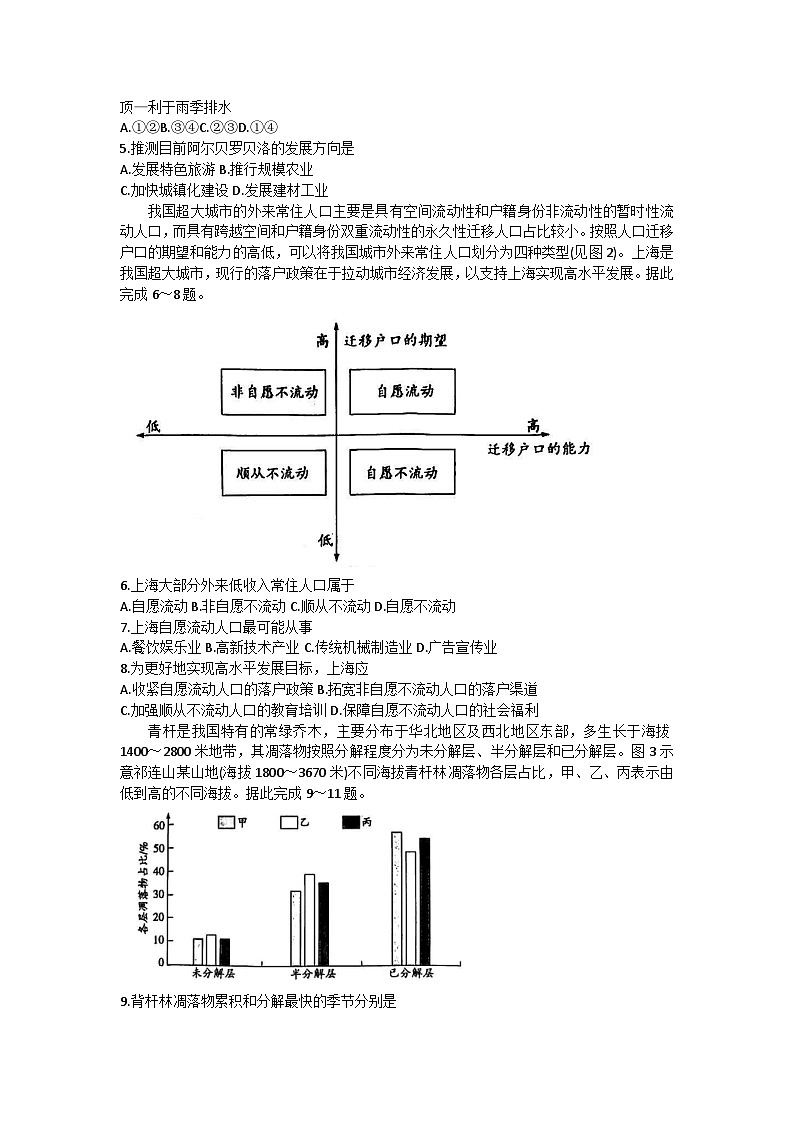 2024晋中高三下学期5月高考适应训练考试文综含答案02