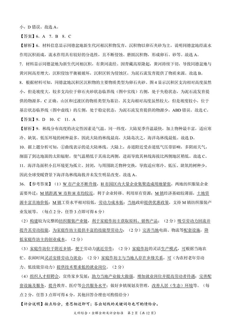 西藏自治区拉萨市2023-2024下学期5月月考高三文综答案第2页
