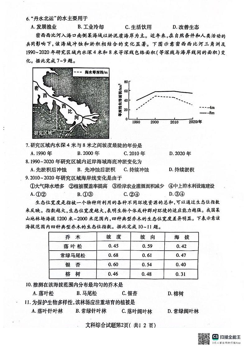 2024届山西省临汾市高三下学期适应性训练考试（三）文科综合试题第2页