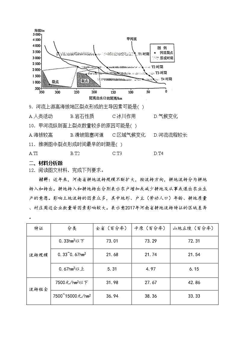 青海省西宁2024届高三下学期一模文综地理试卷(含答案)03