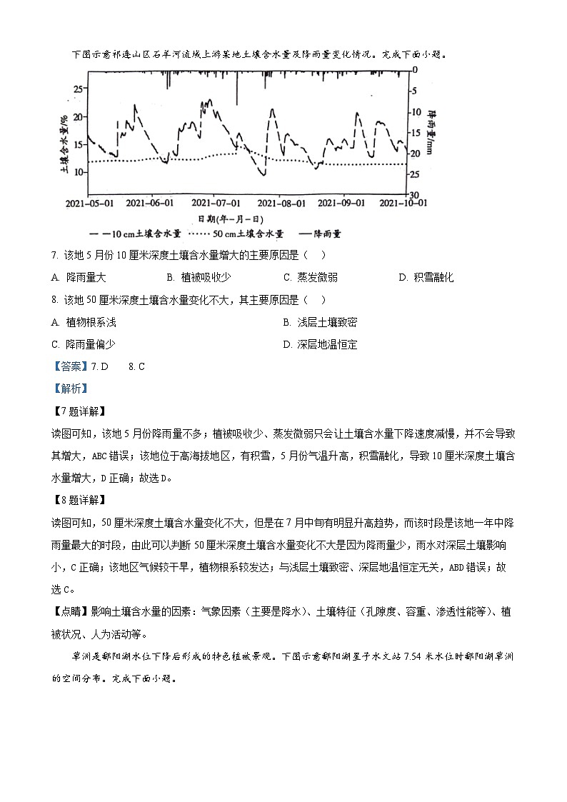 2024届陕西省安康市安康市高新中学，安中分校高三下学期模拟考试文综地理试题（原卷版+解析版）03