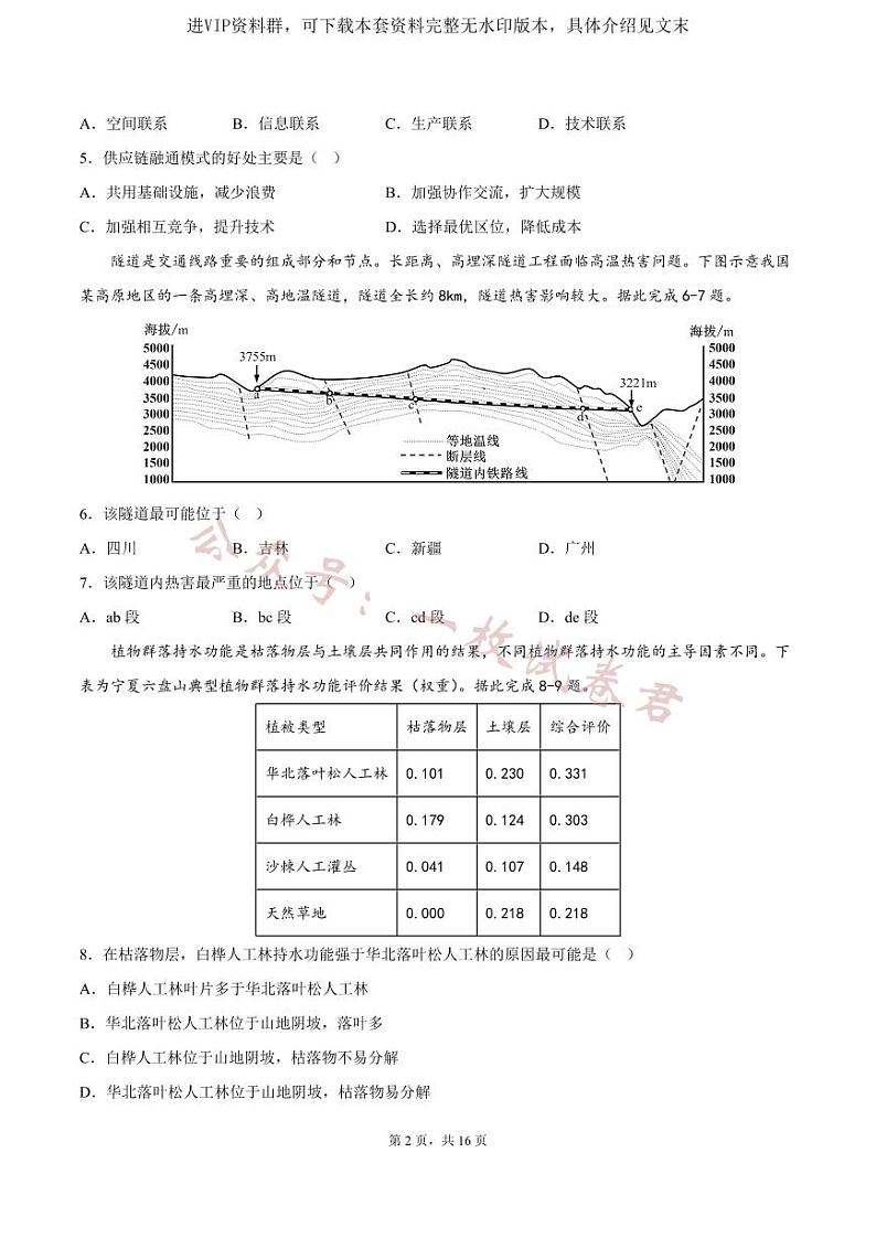 成都石室中学高2024届上学期期末考试第2页