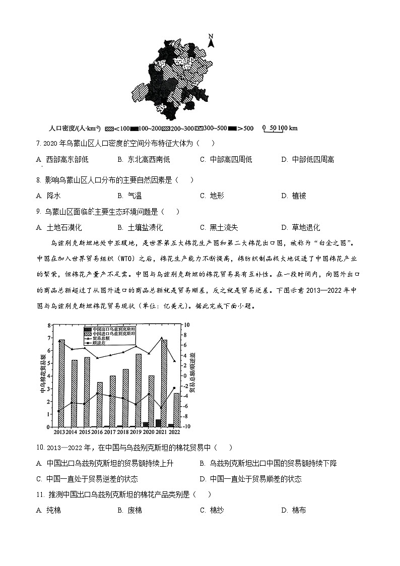 2024届四川省百师联盟高三下学期信息押题卷（四）文综试题-高中地理（原卷版+解析版）03