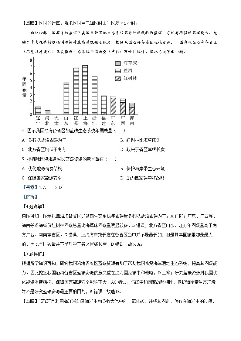 2024届四川省雅安市神州天立学校高考适应性考试（二）文综地理试题（原卷版+解析版）03
