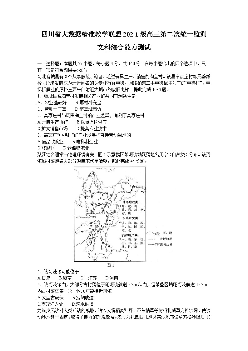 2024大数据精准教学联盟高三下学期5月第二次统一监测试题（甘孜州三模）文综含答案01