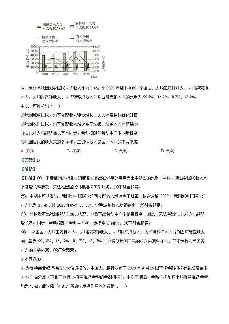 2024届四川省百师联盟高三下学期信息押题卷（一）文综试题-高中政治（教师版）第2页