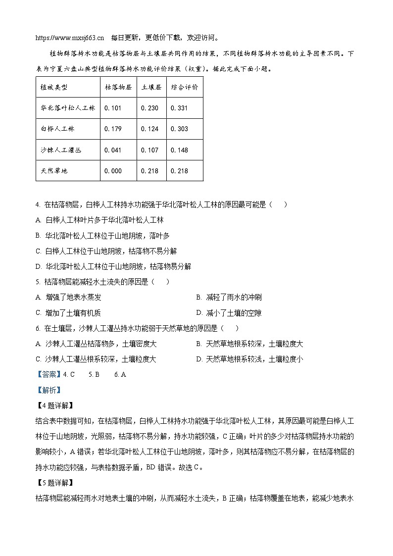 2024届云南省西双版纳傣族自治州勐海县中学高三下学期高考适应性考试文综地理试题第2页