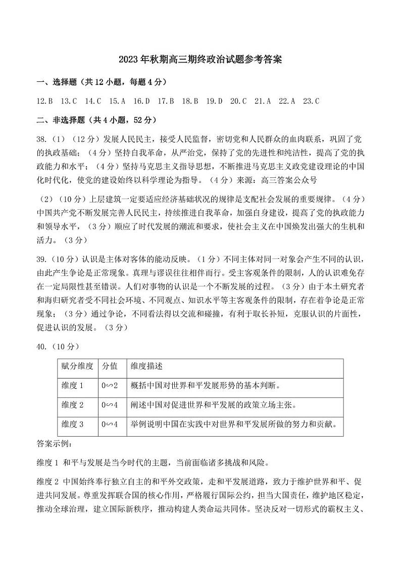 河南省南阳市2023-2024学年高三1月期末文综试题01