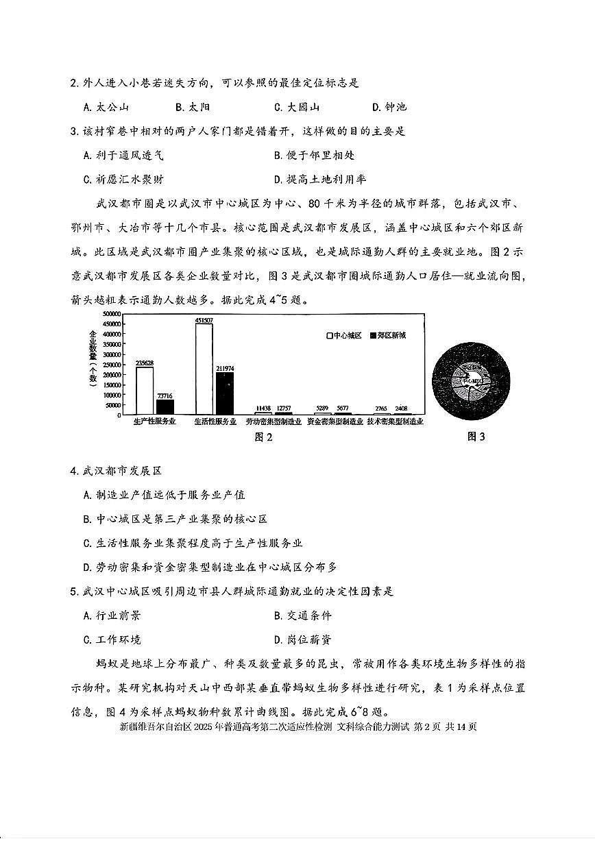 新疆维吾尔自治区2025年普通高考第二次适应性检测文综试题及答案第2页