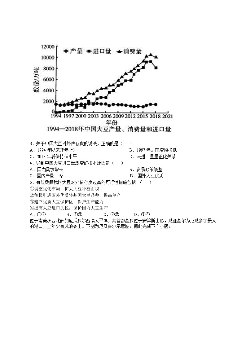 东北两校（大庆实验中学、吉林一中）高三4月下学期联考模拟考试文科综合（含答案）02