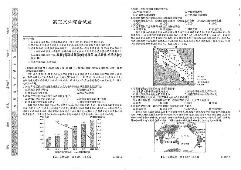 黑龙江省齐齐哈尔2021高三三模：文综卷+答案（PDF版）01