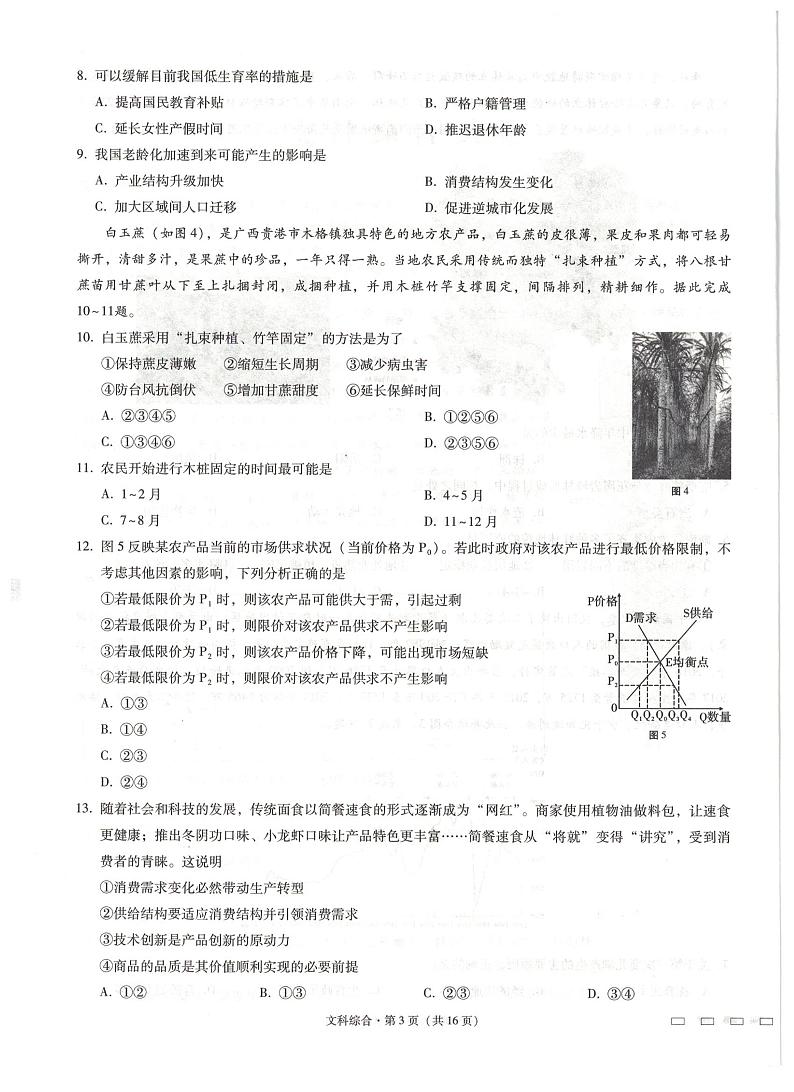 西南名校联盟2021届高三下学期4月高考适应性考试文综试题+答案解析 (PDF)03