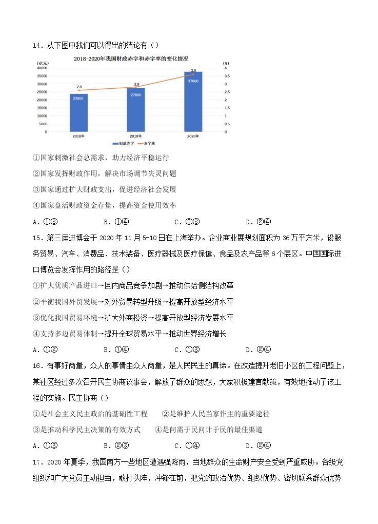 2021届全国卷Ⅰ高考压轴卷 文综（含答案）02