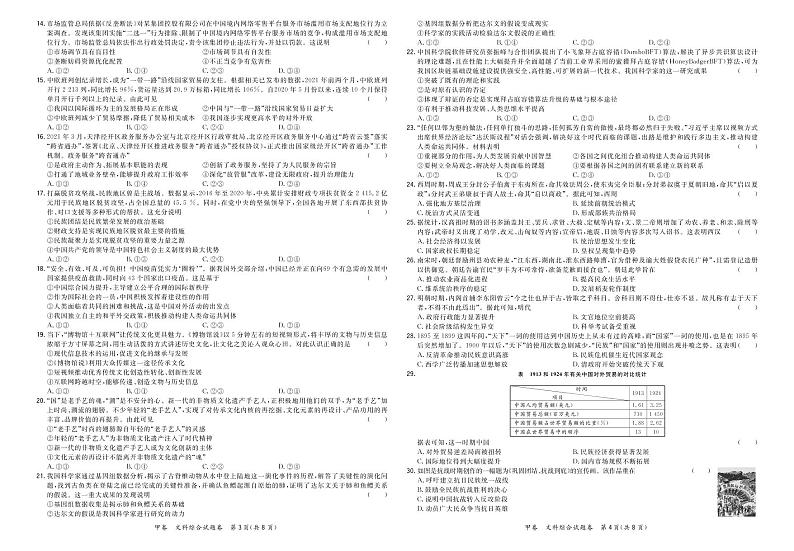 2021超级全能生高三5月联考甲卷：文科综合+答案02