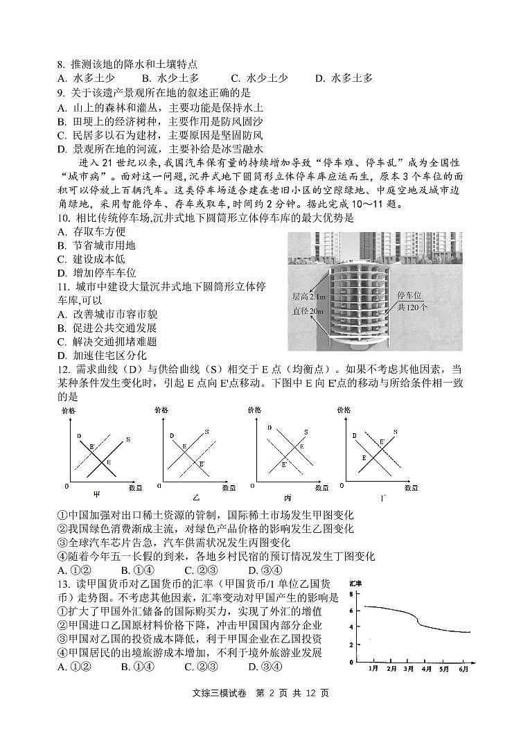 江西师范大学附属中学2021届高三下学期第三次模拟考试 文科综合+答案 (pdf版)02