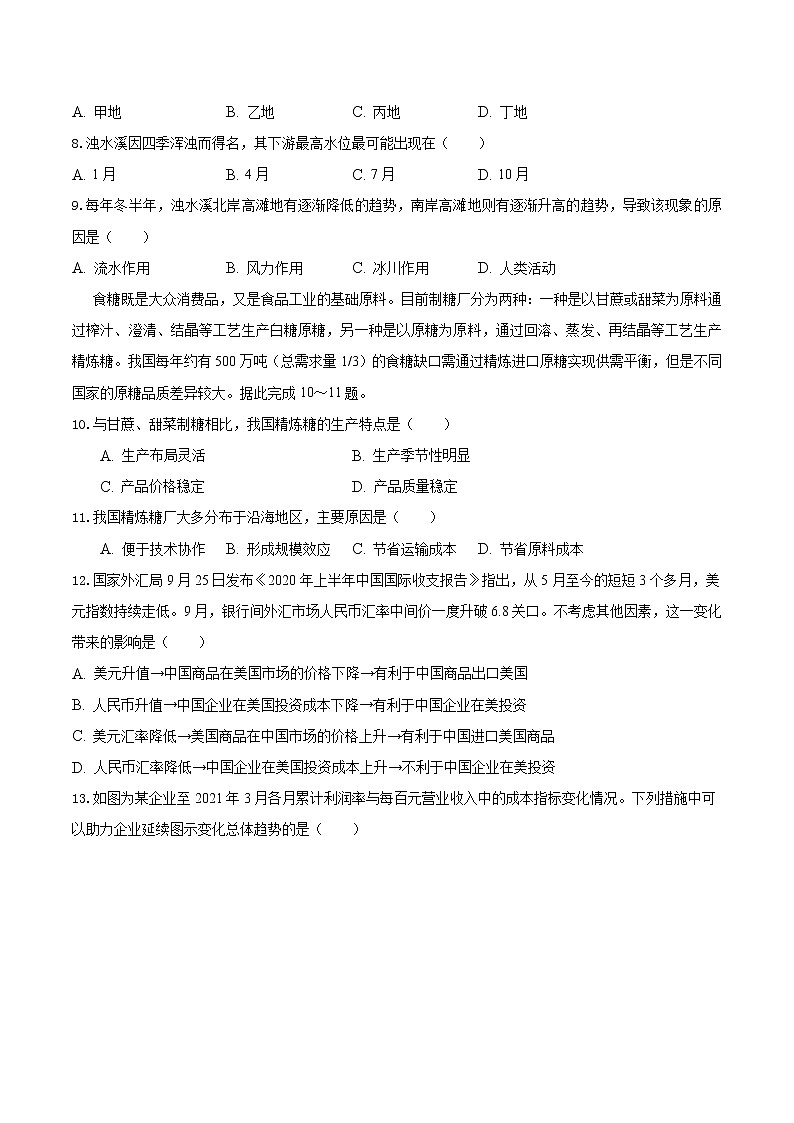安徽省滁州市定远县育才学校2021届高三下学期最后一模文科综合试题+答案第3页