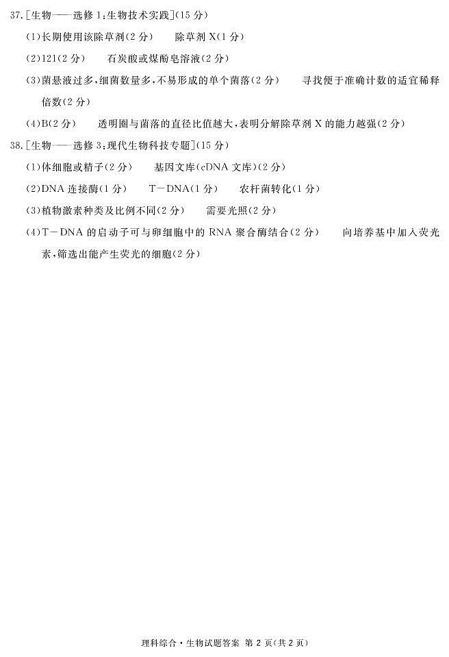 2021届四川省内江市高三下学期3月第二次模拟考试理科综合试题 PDF版02