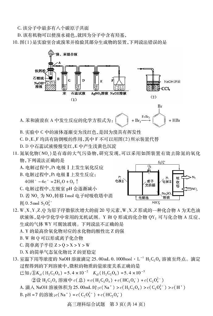 山西省运城市2020届高三调研测试（第一次模拟）理科综合试题（PDF版）03